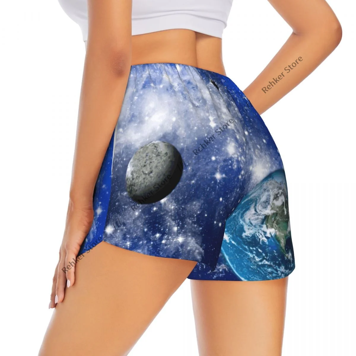 

Женские двойные быстросохнущие спортивные шорты Planet And Galaxy Stars In Space для отдыха на свежем воздухе, бега, фитнеса, тренировок, спорта