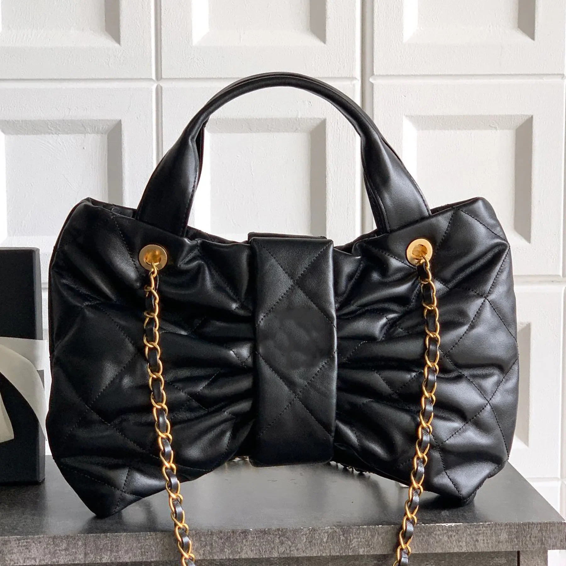 

wholesale price luxury designer velvet nylon golden hardware shoulder handbag with zipper closure maxi bow clutch purse