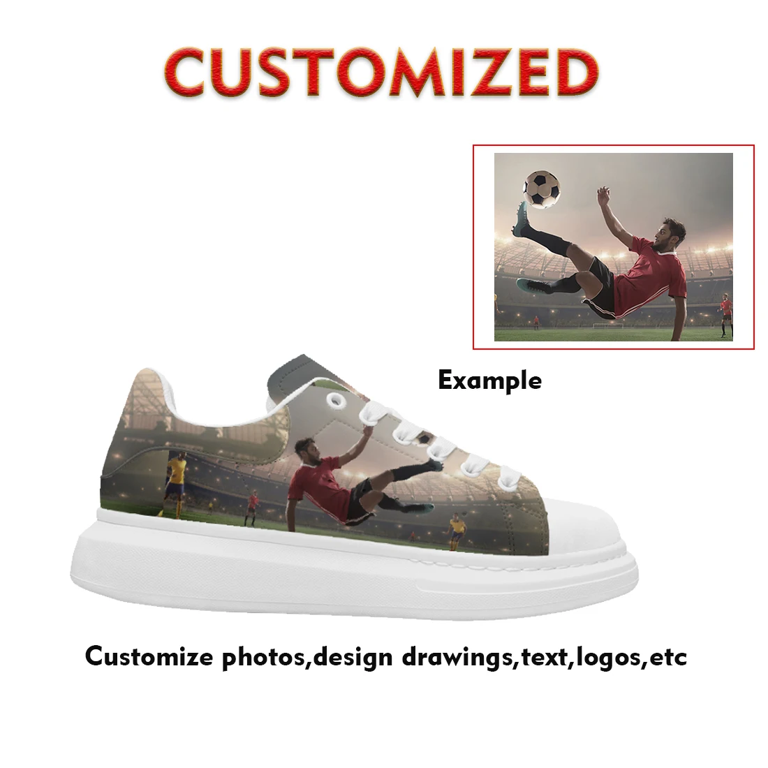 

Customizable logo text and image on casual athletic shoes high quality fashion shoes and white shoes sport shoes