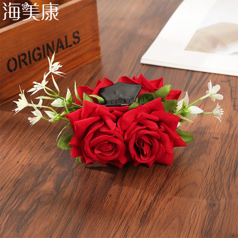 

Haimeikang Rose Hair Claws Hairpin Sweet Barrette Flower Hair Clip Women Flower Girls Ponytail Hair Clamps Hair Accessories