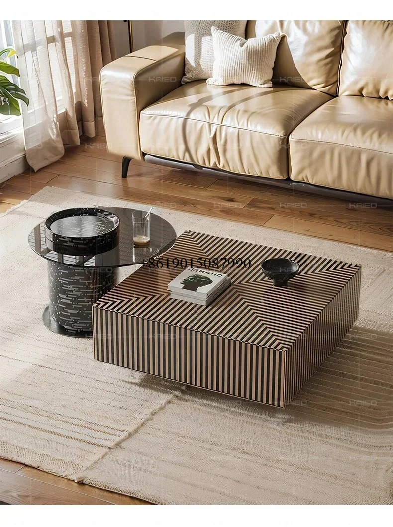 

HH Креативный журнальный столик из зебры для гостиной, комбинированный дизайнерский домашний квадратный журнальный столик с ящиком для хранения