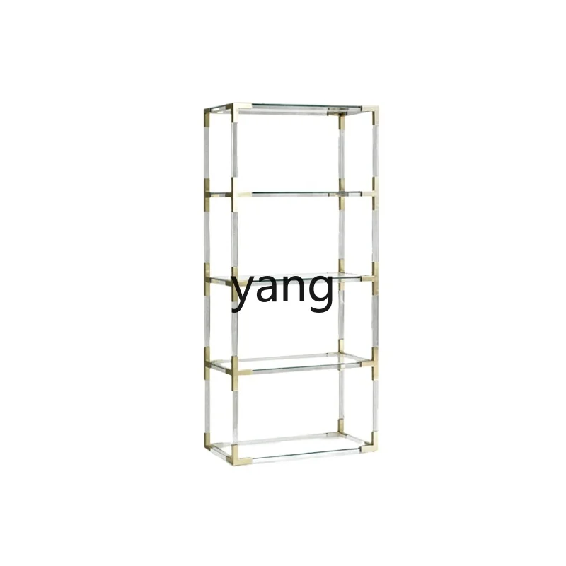 CX Neoclassical Transparent Acrylic Bookcase Display Metal Glass Shelves