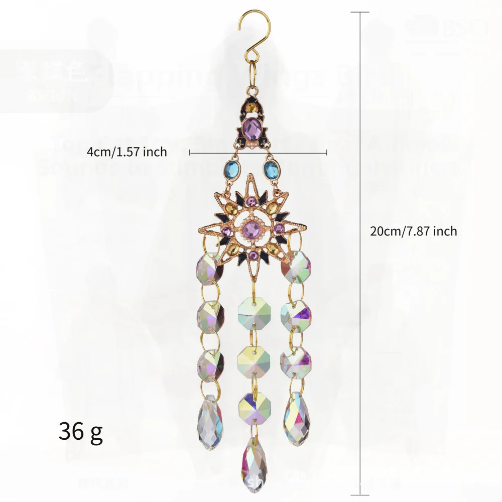 New home decoration pendant colored diamond sun moon stars love sun catcher crystal wind
