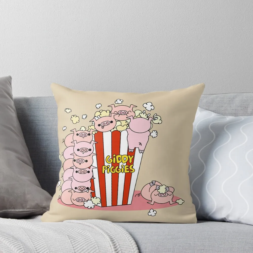 The Giddy Piggies Love Popcorn Throw Pillow Throw Pillow pillow pillowcase Luxury Case Pillows Aesthetic