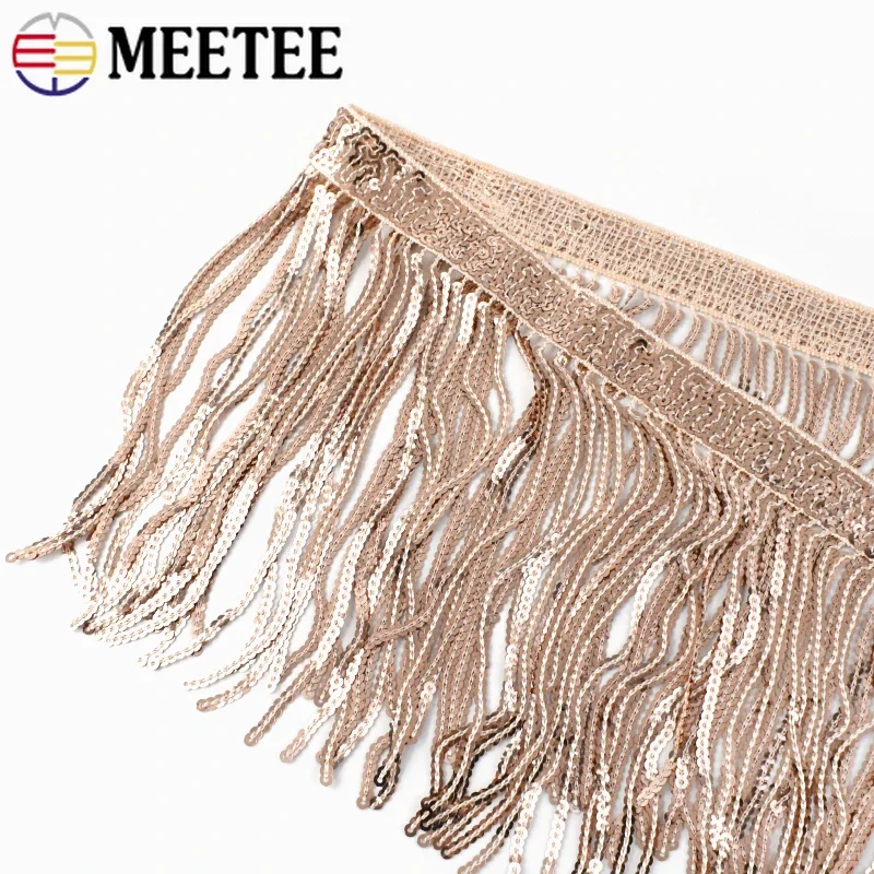 1/2Yards Meetee 14cm Colorful Sequins Tassel Fringe Lace Trim Ribbon DIY Handmade Dance Performance Clothing Sewing Accessories