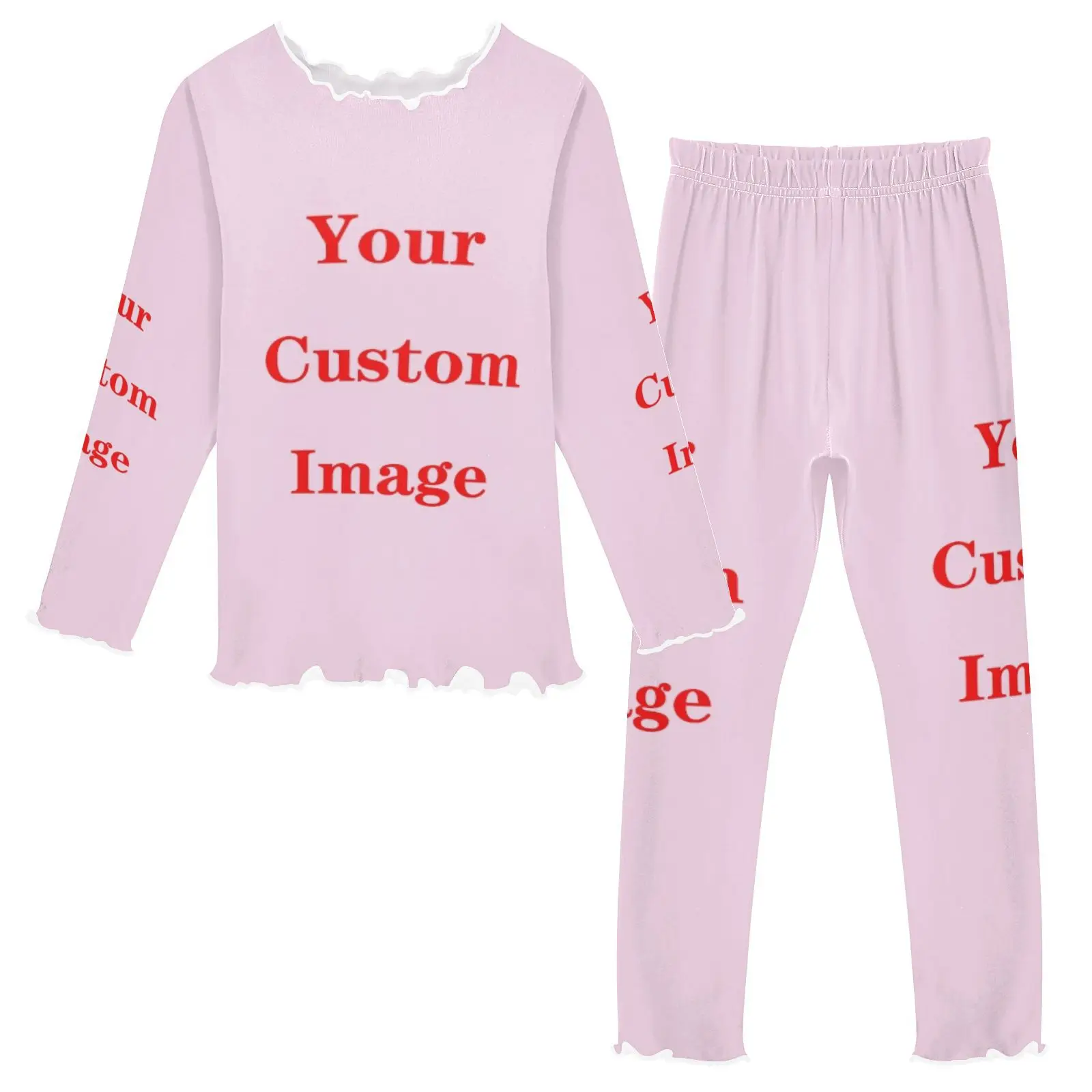 Spring Autumn Winter Full Sleeve Soft Custom Image Pajamas Sets for Girls Comfortable Children's Sleepwear Nightwear Loungewear