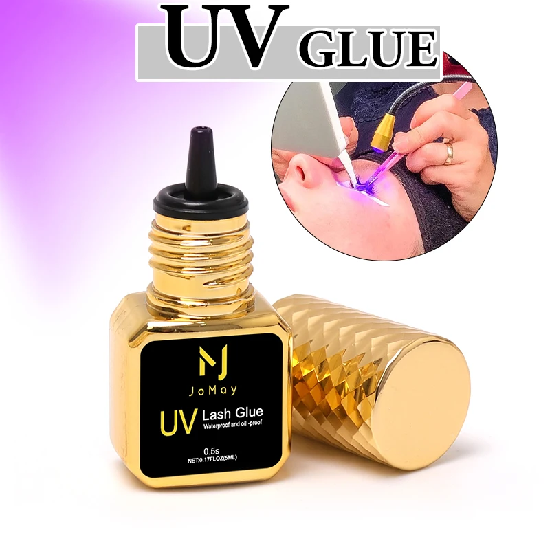 JOMAY 0,5 Sek. Wimpernverlängerungskleber Schwarz Schnell trocknender UV-Wimpernkleber Schwarzer Wimpernkleber Wimpernentferner für UV-Wimpernverlängerung