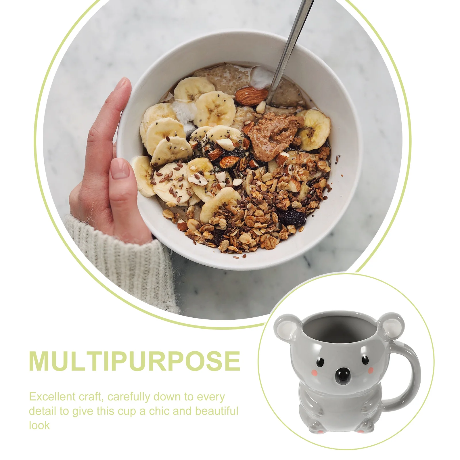

Bear Ceramic Drinking Cup Lightweight Portable Coffee Mug Easy Clean for Home Office Tea Milk Soup Coffee Cups with Handles