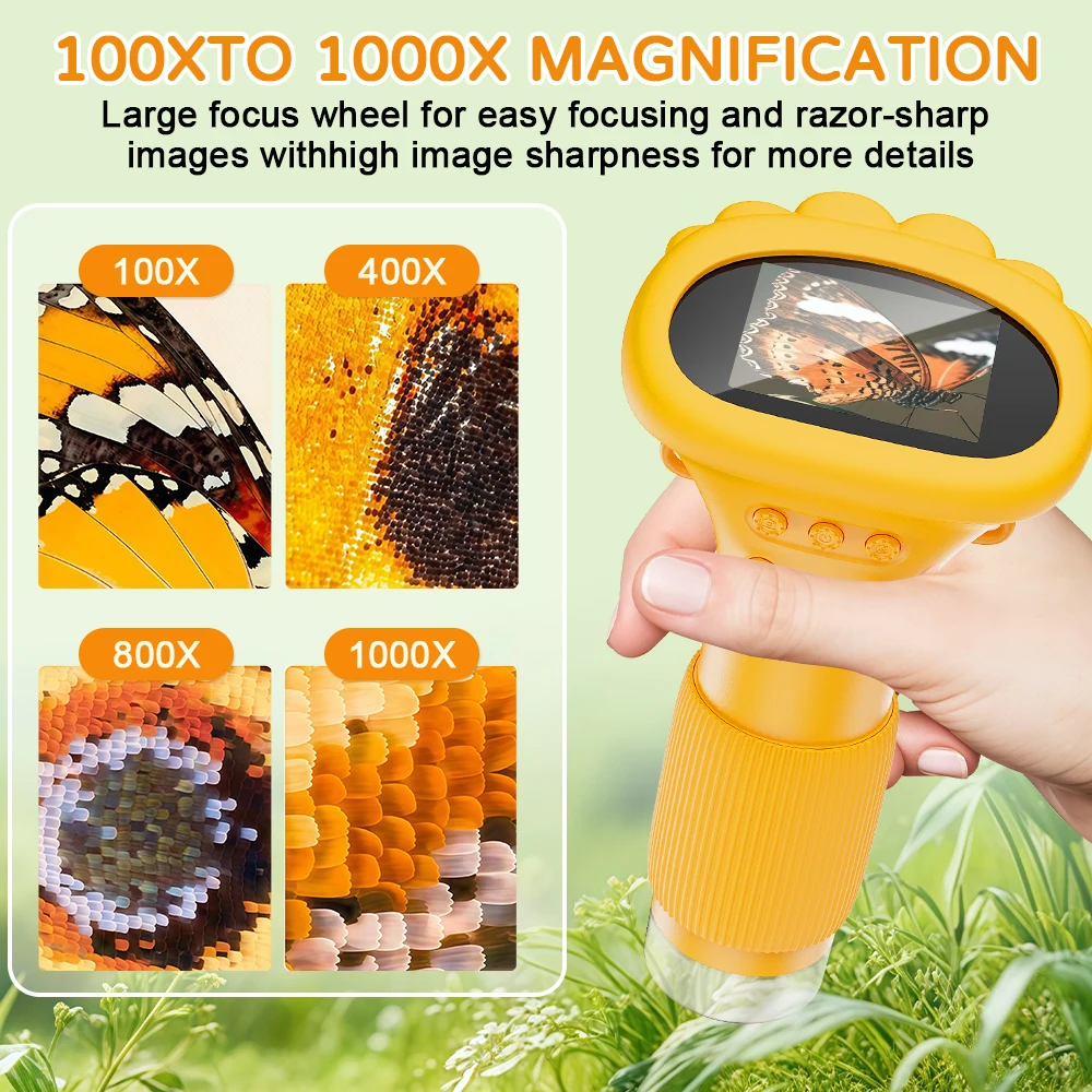مجهر للأطفال مجهر محمول باليد للفتيات مجهر رقمي ألعاب علمية تعليمية هدايا عيد الميلاد والكريسماس