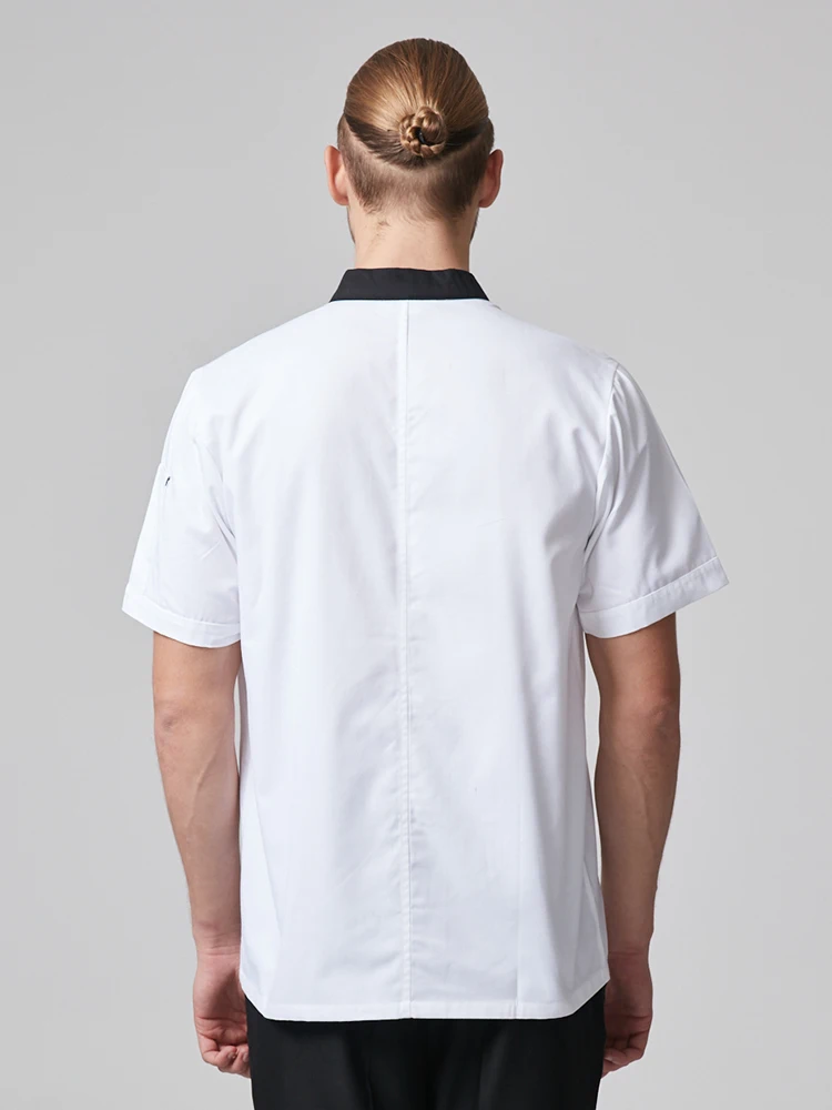 Sushi Chef Uniform Tops Restaurant Waiter Short Sleeve Clothes Cooking Jaket Kitchen Shirt Breathable Costumes Hotel Coat