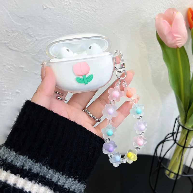 لطيف أرنب حقيبة سماعة الاذن ل يدق استوديو براعم/صالح برو حالة عالية الجودة واضح سيليكون غطاء وقائي ل يدق صالح برو