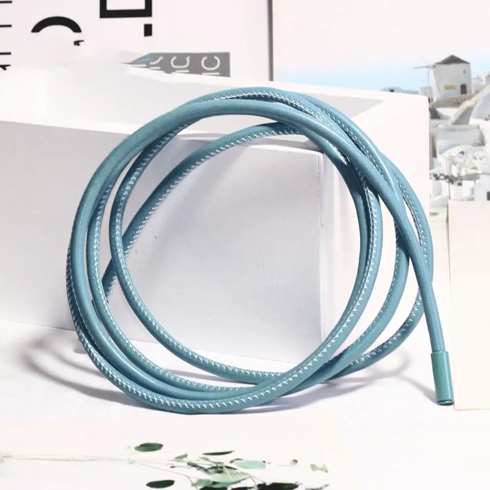 

Новый круглый кожаный ремень без отверстий, тонкий пояс-цепочка однотонного цвета, ремень для свитера, женский