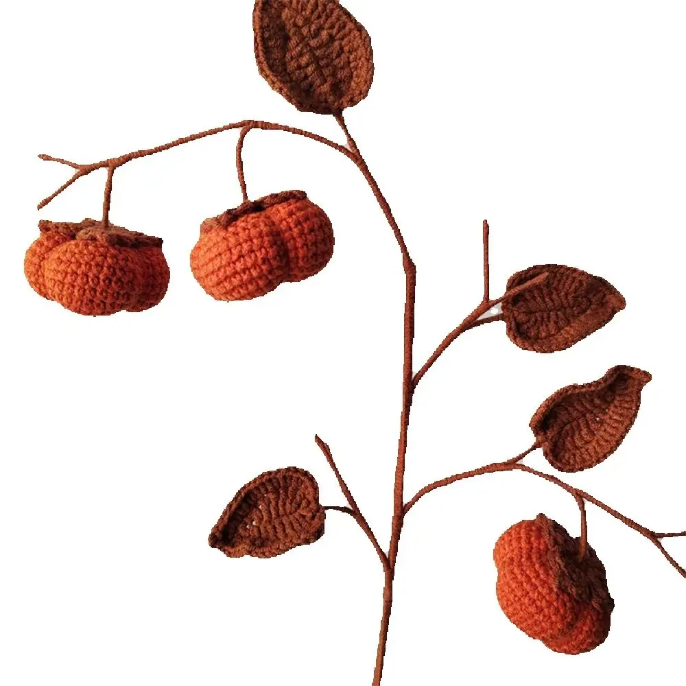 

Artificial Plant Fruit 2Branches DIY Hand Made Persimmon Artificial Flower Bouquet Hotel Indoor Decoration Simulated Plant Fruit