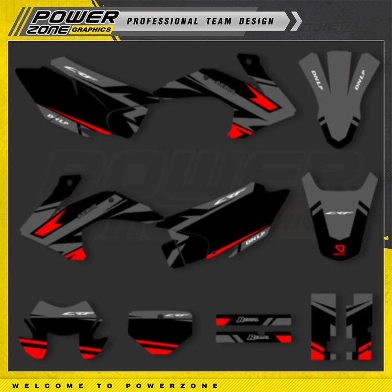 

PowerZone для HONDA CRF230 2015-2020 CRF150F 2015-2020 пользовательские графические фоны наклейки наборы наклеек имя мотоцикла номер 02