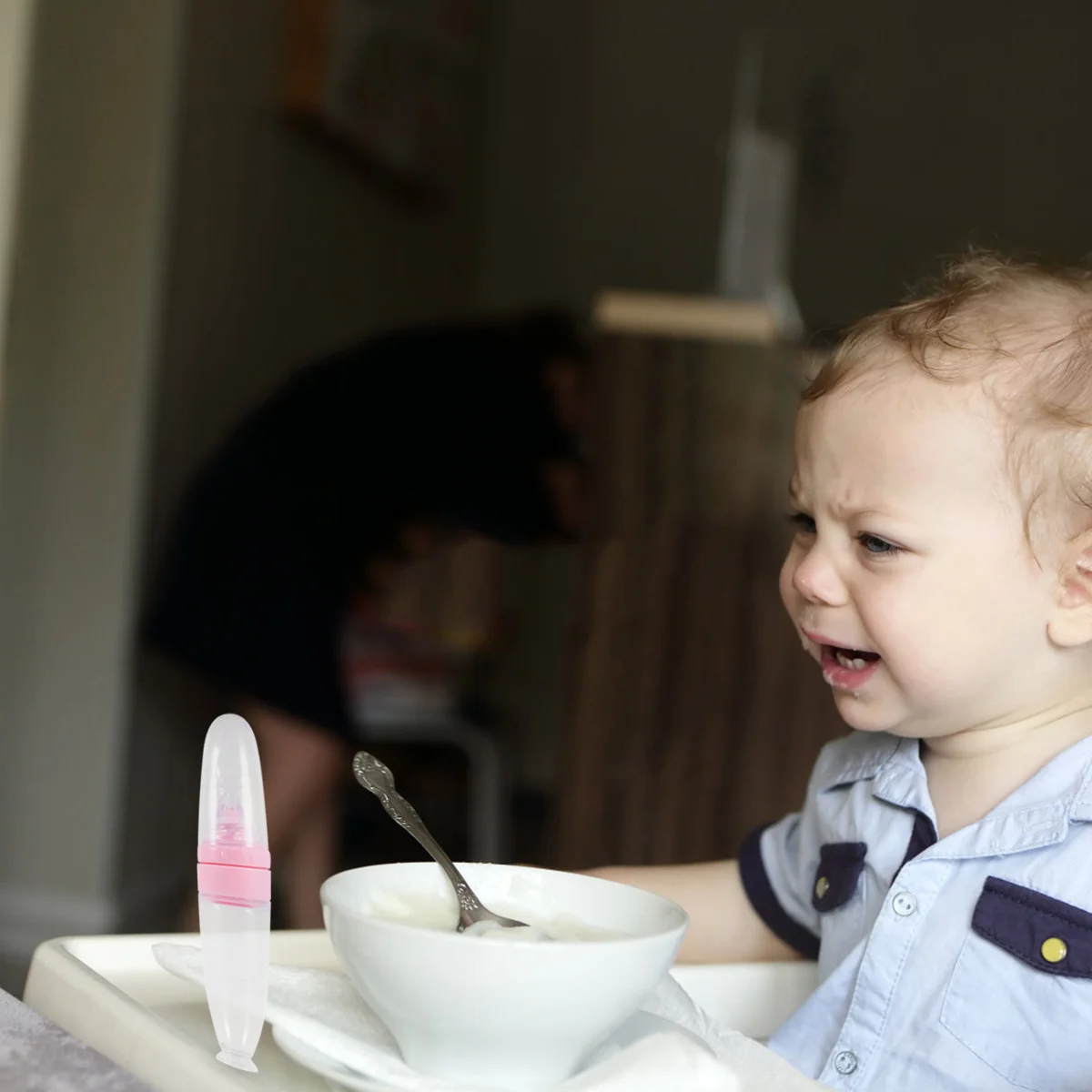 

Кормушка для детского питания, силиконовая розовая сжимающая бутылочка, легкая бутылочка для кормления одной рукой, чистая рисовая паста, ложка для кормления младенцев