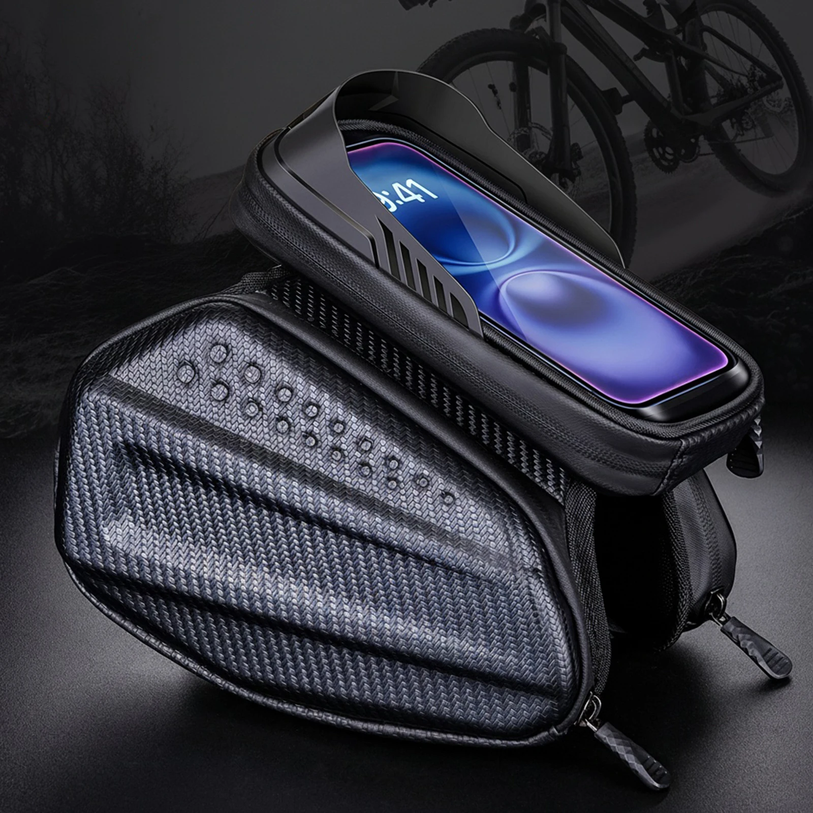 

Водонепроницаемая сумка для велосипедной рамы из EVA с жестким корпусом, держатель для телефона, сумка на верхнюю трубу велосипеда, аксессуары для MTB и шоссейных велосипедов