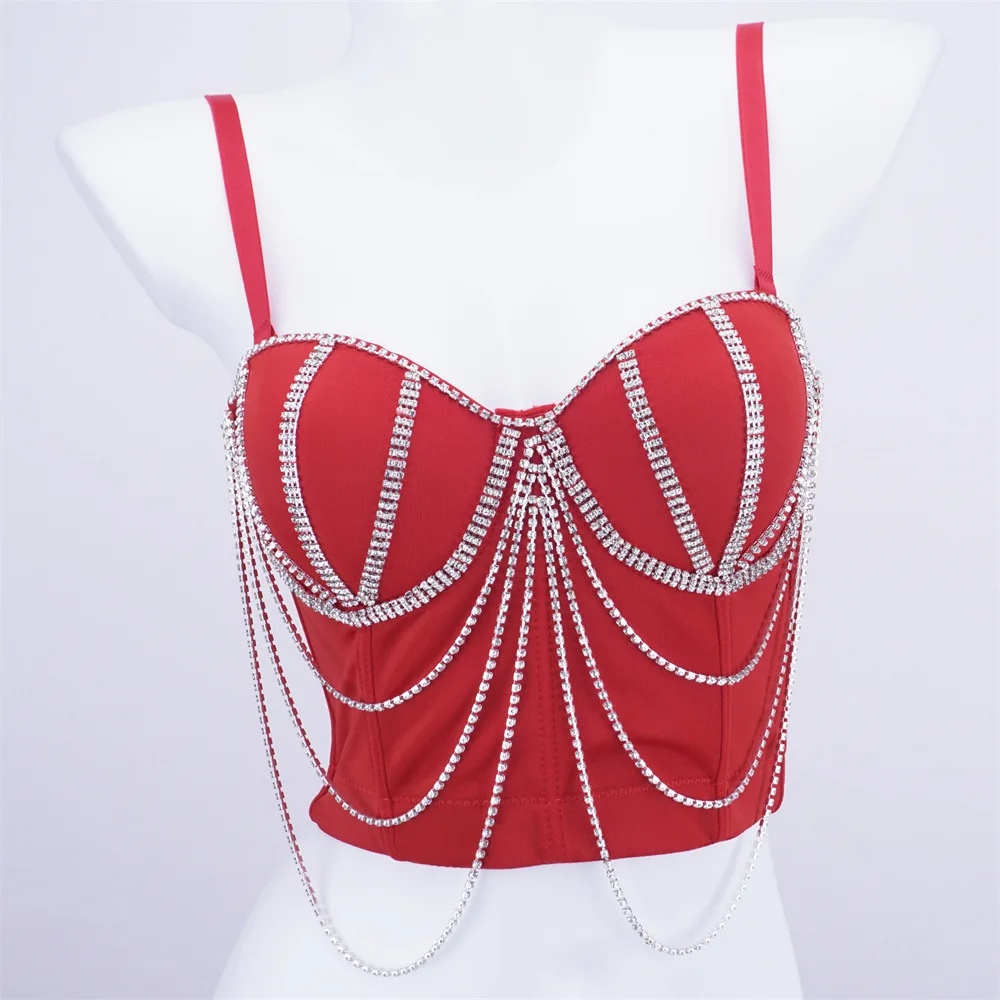 

Europe And The United States Dark Wind Fishbone Steel Ring Wrapped Chest Nightclub Rhinestone Waist Corset Shaping Corset Female