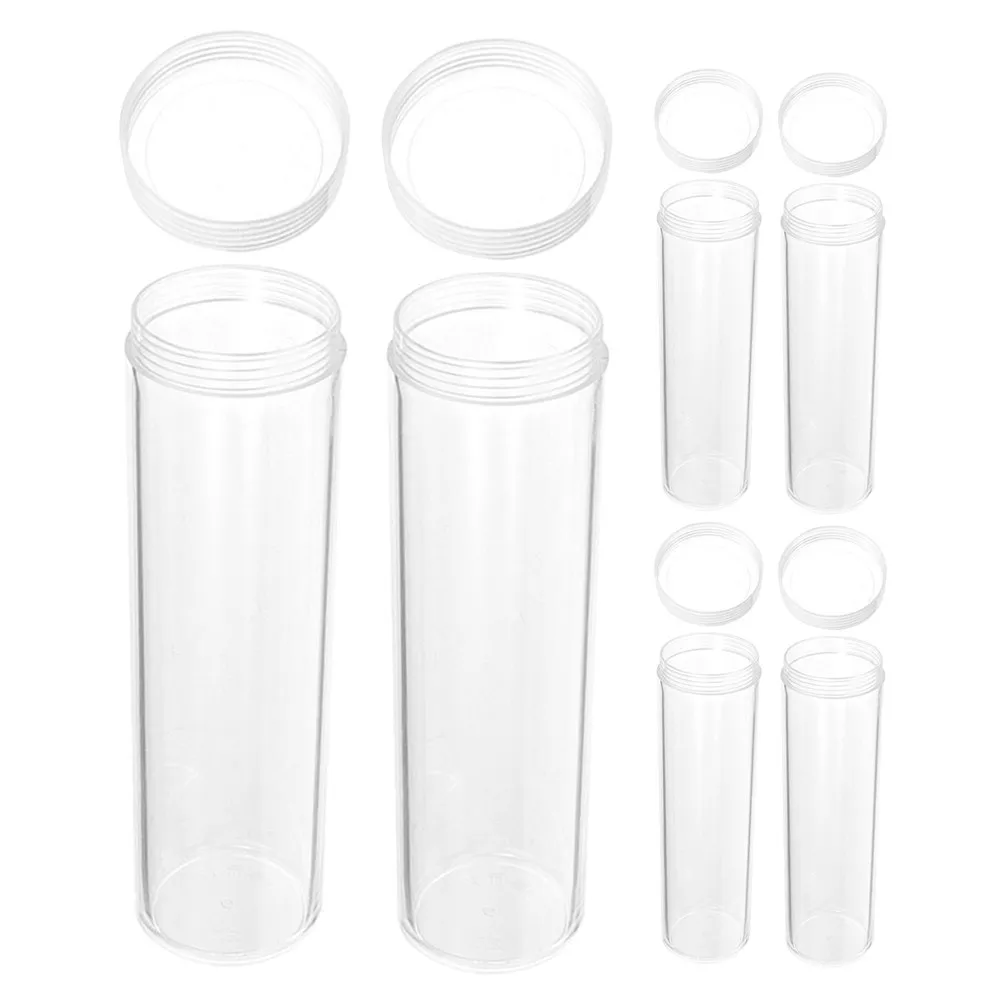 6Pcs Clear Coin Storage Tubes 30Mm for Quarters Dimes Pennies Plastic Coin Holders Organizers Collection Management Protection