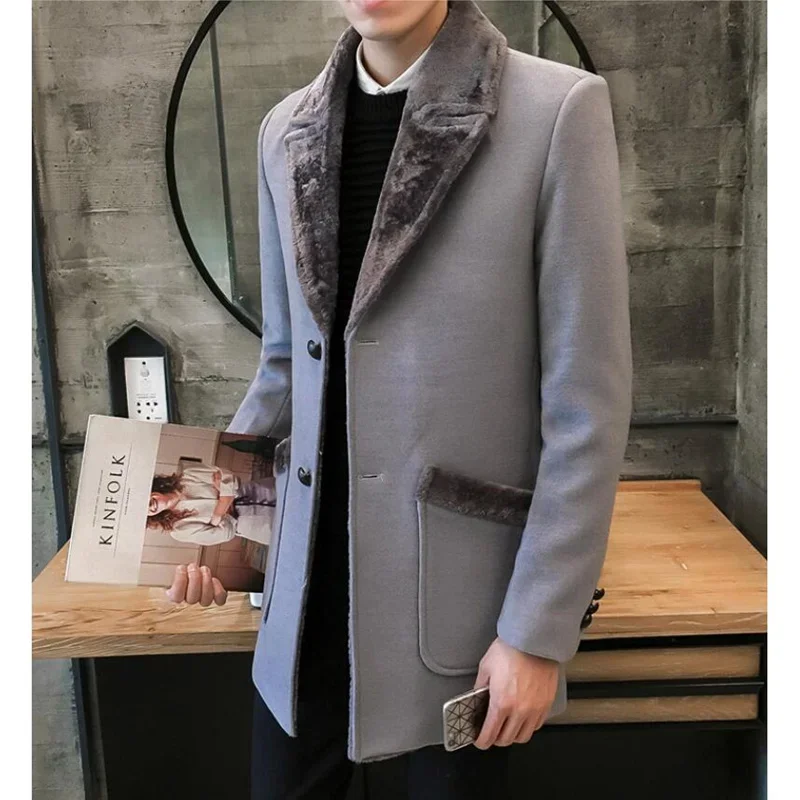 

2023 Brand clothing Men's woolen jackets/Male Fashion slim fit leisure winter keep warm Long Woolen cloth Coats/Plus size S-5XL