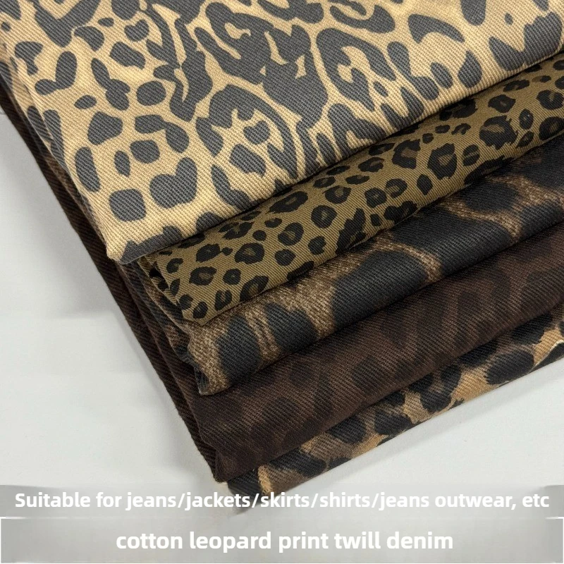 Leoparden-Twill-Jeansstoff aus reiner Baumwolle, Meterware für Kleidung, Jeans, Jacke, Weste, Hosen, Röcke, Hemden, DIY-Nähtuch, Braun, Gelb
