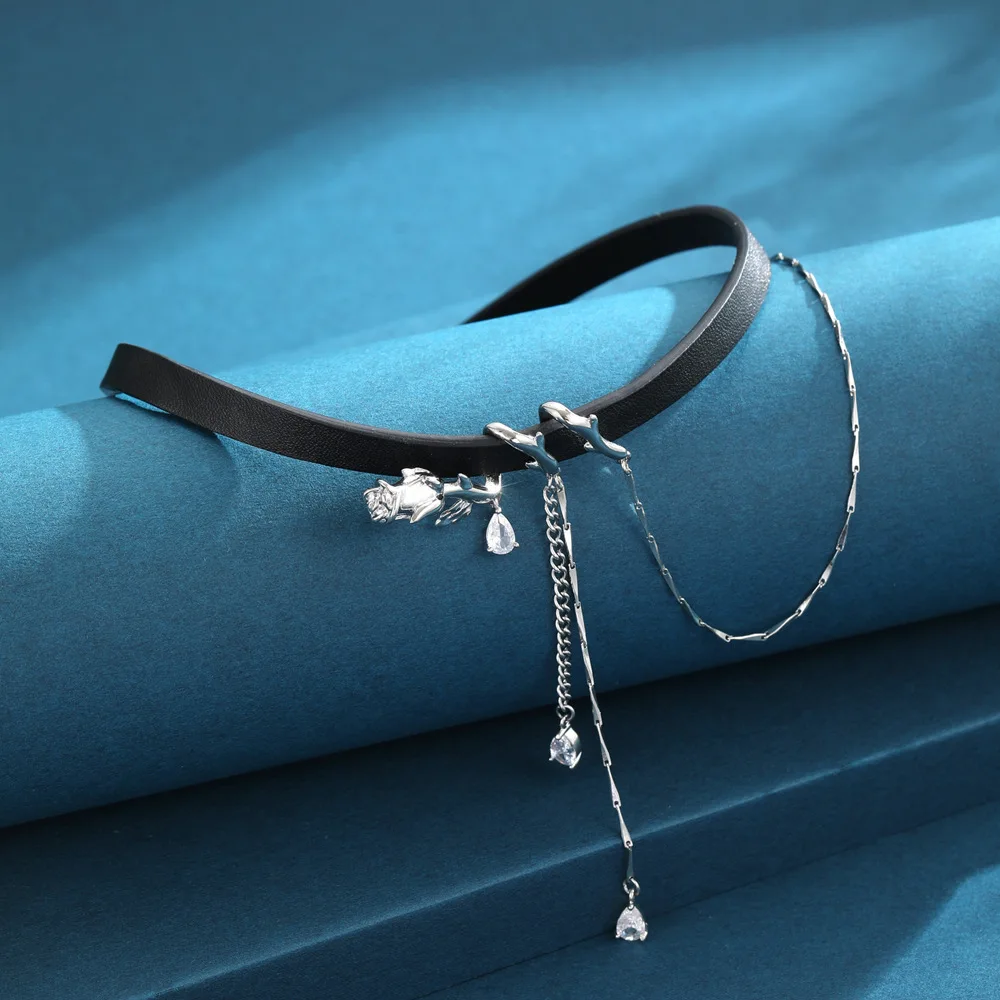 Новое ожерелье для горячей девушки KTV, ожерелье с шипами и розами, ожерелье с нишевым дизайном, женское ожерелье на ключице