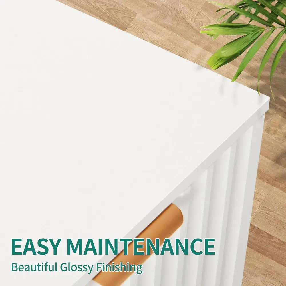 Contemporary White LED-lit 2-Drawer File Cabinet for Home Office Storage