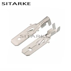 Automotive H62 Brass Tinned Straight Splice Solder Terminal 6.3mm Long Square Insert Connector Male Crimp Pin DJ612-6.3B