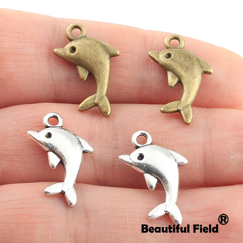 10pcs 22*12mm New Fashion Antique Silver Bronze Plated Handmade Charms Dolphin A174