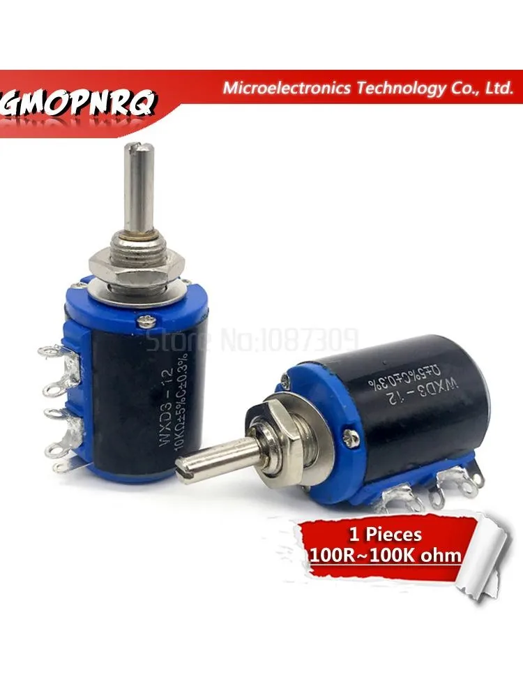 1 sztuk WXD3-12 1W 100 220 470 1K 2K2 3K3 4K7 10K 22K 33K 47K Ohm 100R 220R 470R 2.2K 3.3K 4.7K WXD3-12-1W potencjometr z nakrętką zabezpieczającą — zdjęcie 2