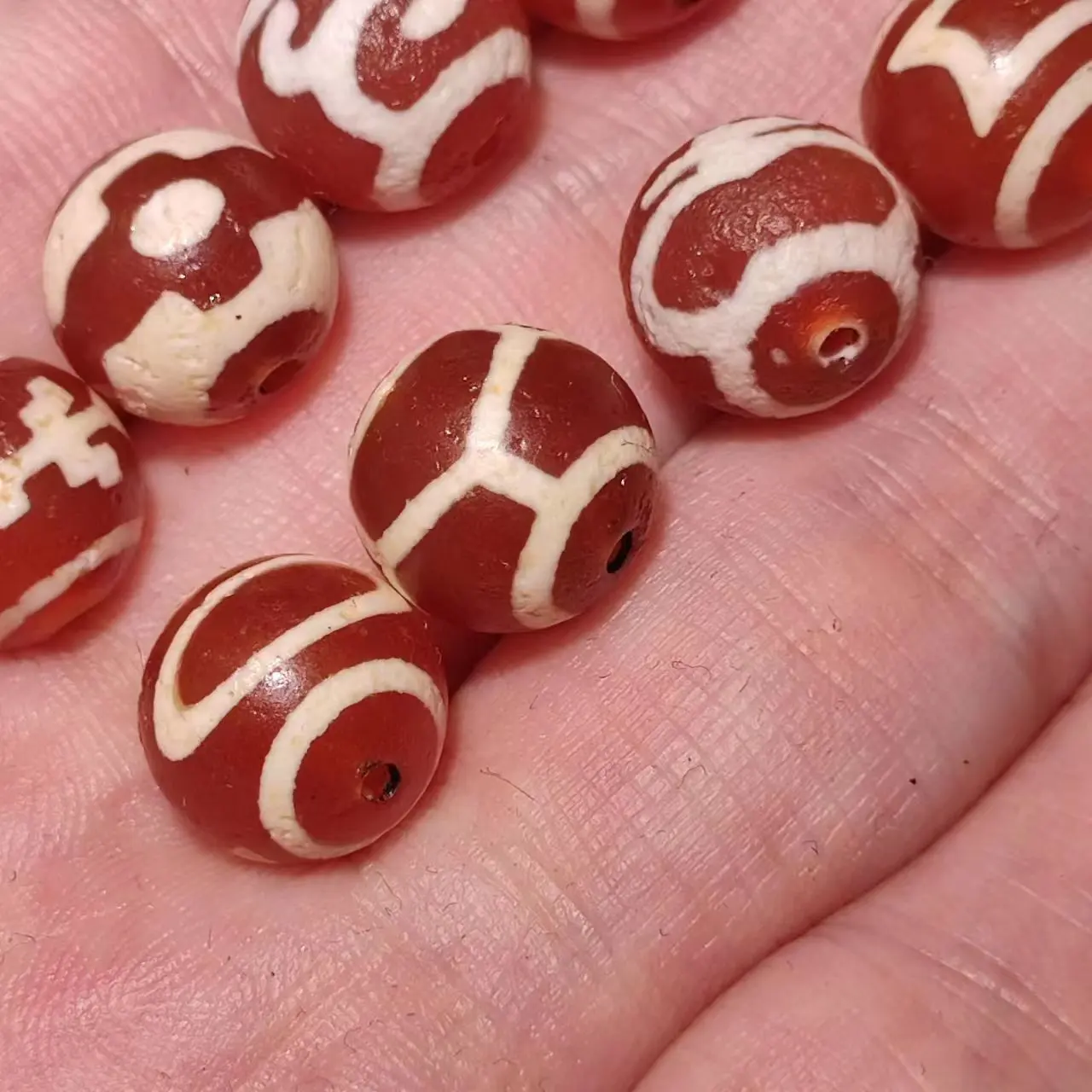 100pcs/lot natural multi-pattern old agate dzi wholesale red round bead Weathering lines 10mm Accessories jewelry diy beads taki