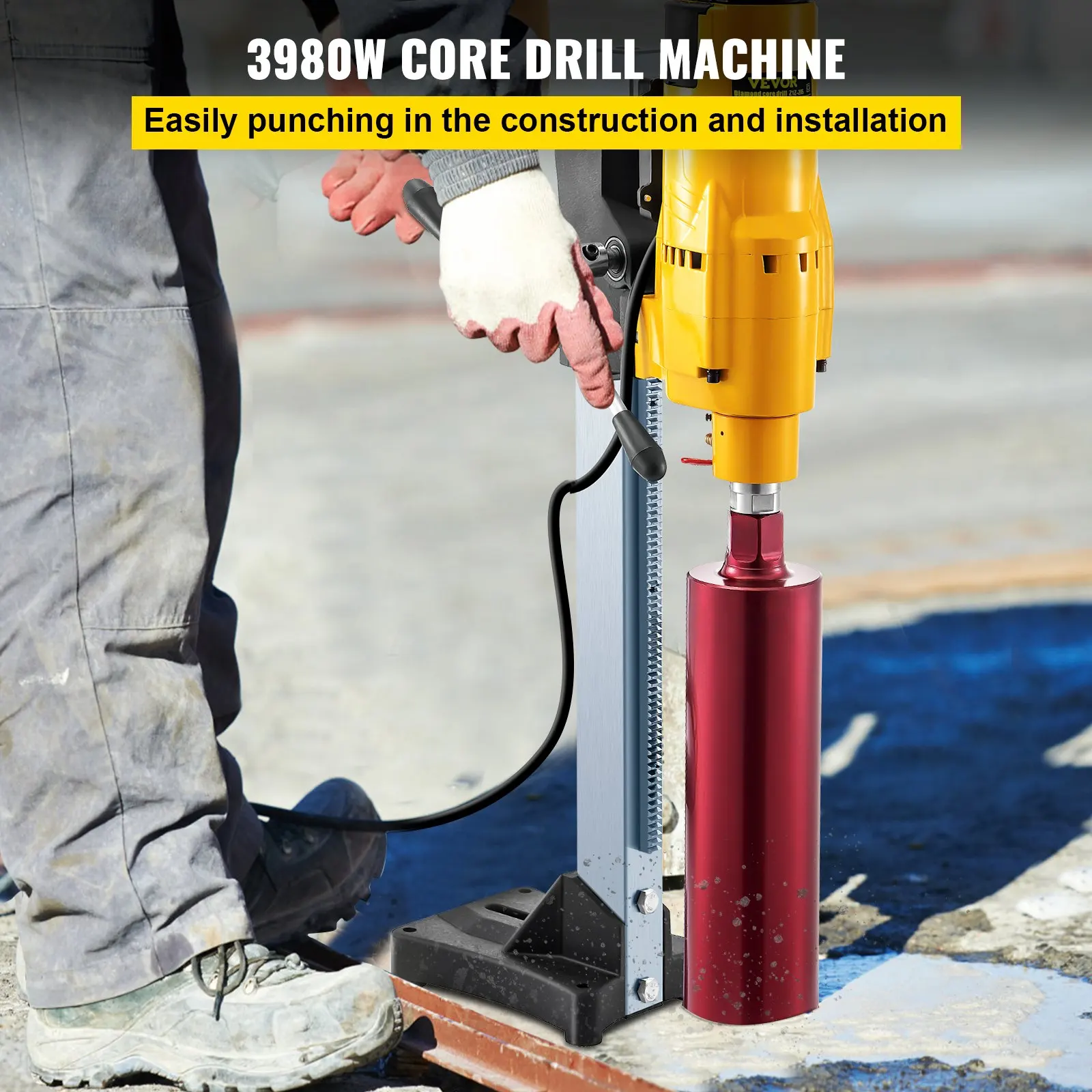 3980W Diamond Core Drilling Machine 8 Inch/205MM Diamond Core Drill Rig with Stand and Drill Bits For Concrete Drilling Boring