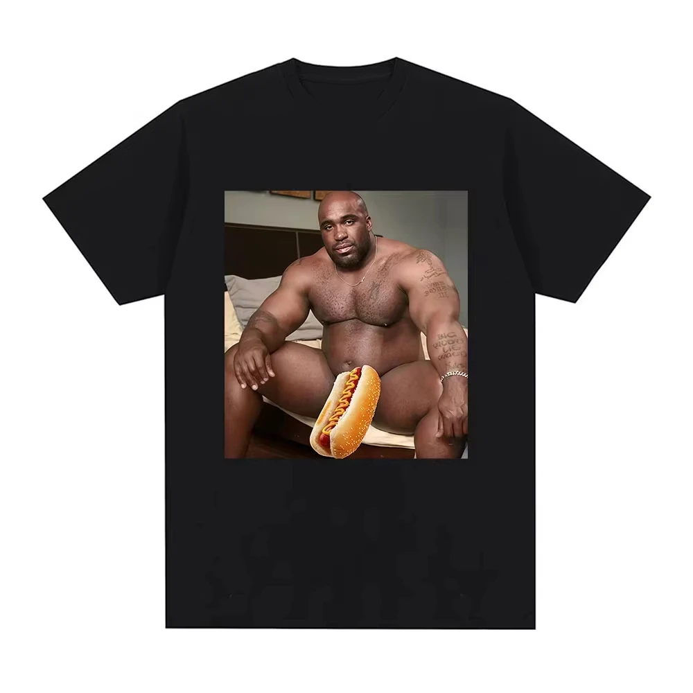 Bearded Black Person Meme, Barry Wood, Funny Hot Dog T-shirt, Women's Clothing, Fashionable Retro T-shirt, Cotton Casual
