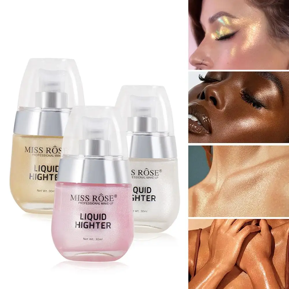 Multi-use Eye Face Body Hair Brighten Liquid 30ml Miss Rose Professional Makeup Liquid Highlighter 3D Pearlescent Shimmer Makeup