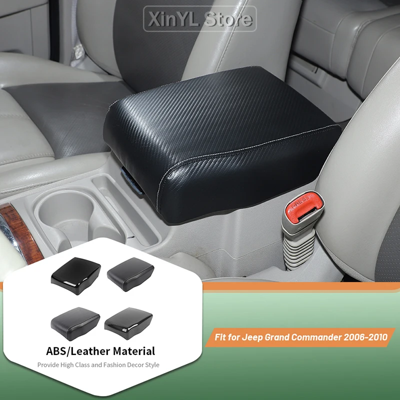 Car Center Console Armrest Panel Decoration Pritective Cover For Jeep Grand Commander 2006-2010 Black Car Interior Accessories