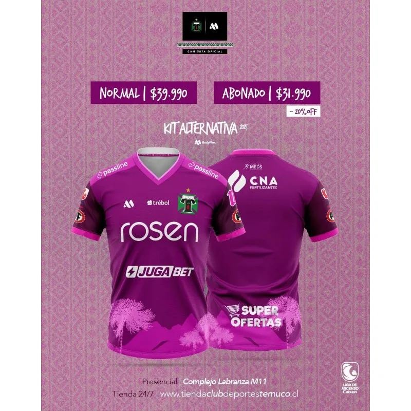 

2025 Club Match T-shirt CD Temuco Men's and Women's Fan Clothes Summer Moto Quick Drying Breathable Football Sports Jersey