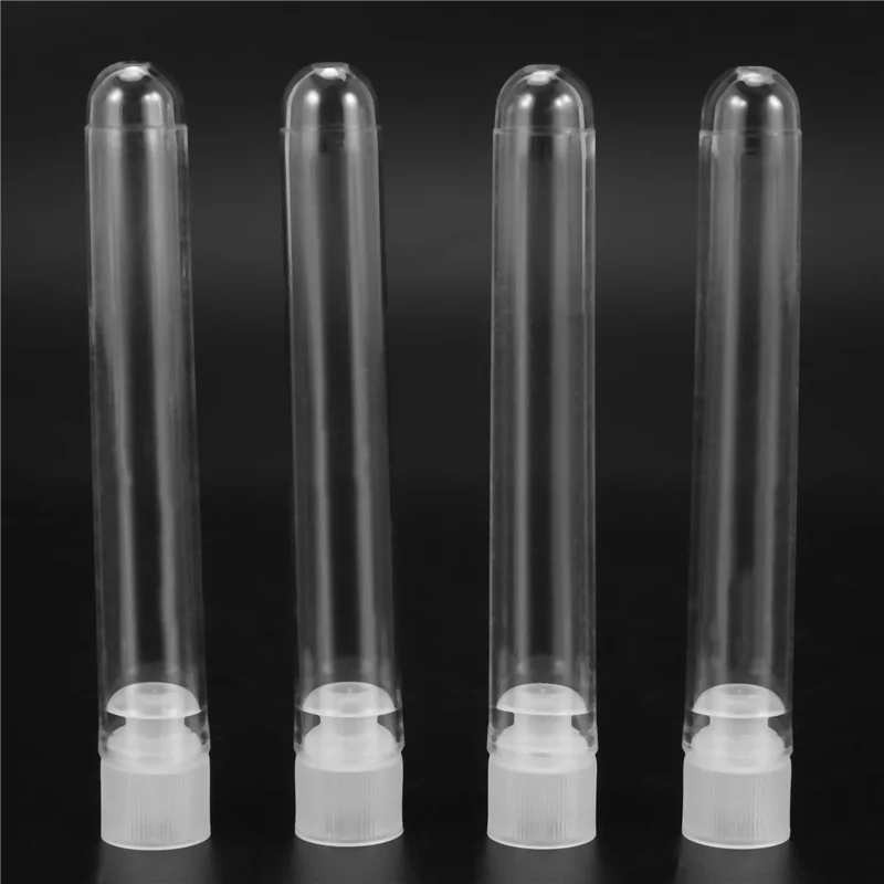 2000Pcs Clear Plastic Test Tubes With White Screw Caps Sample Containers Bottles Push Caps 12X75mm
