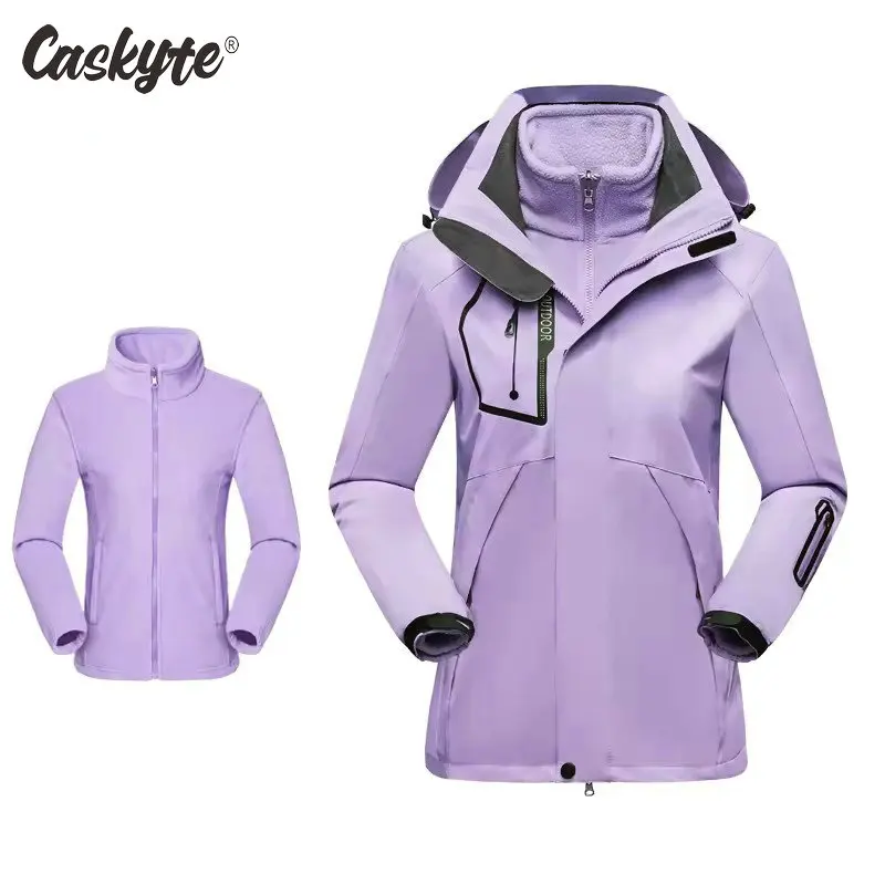 2026 Women's 3 In 1 Thick Hiking Jacket Fleece Waterproof Winter Windbreaker Outdoor Warm Cycling Jacket Women Windproof Coat
