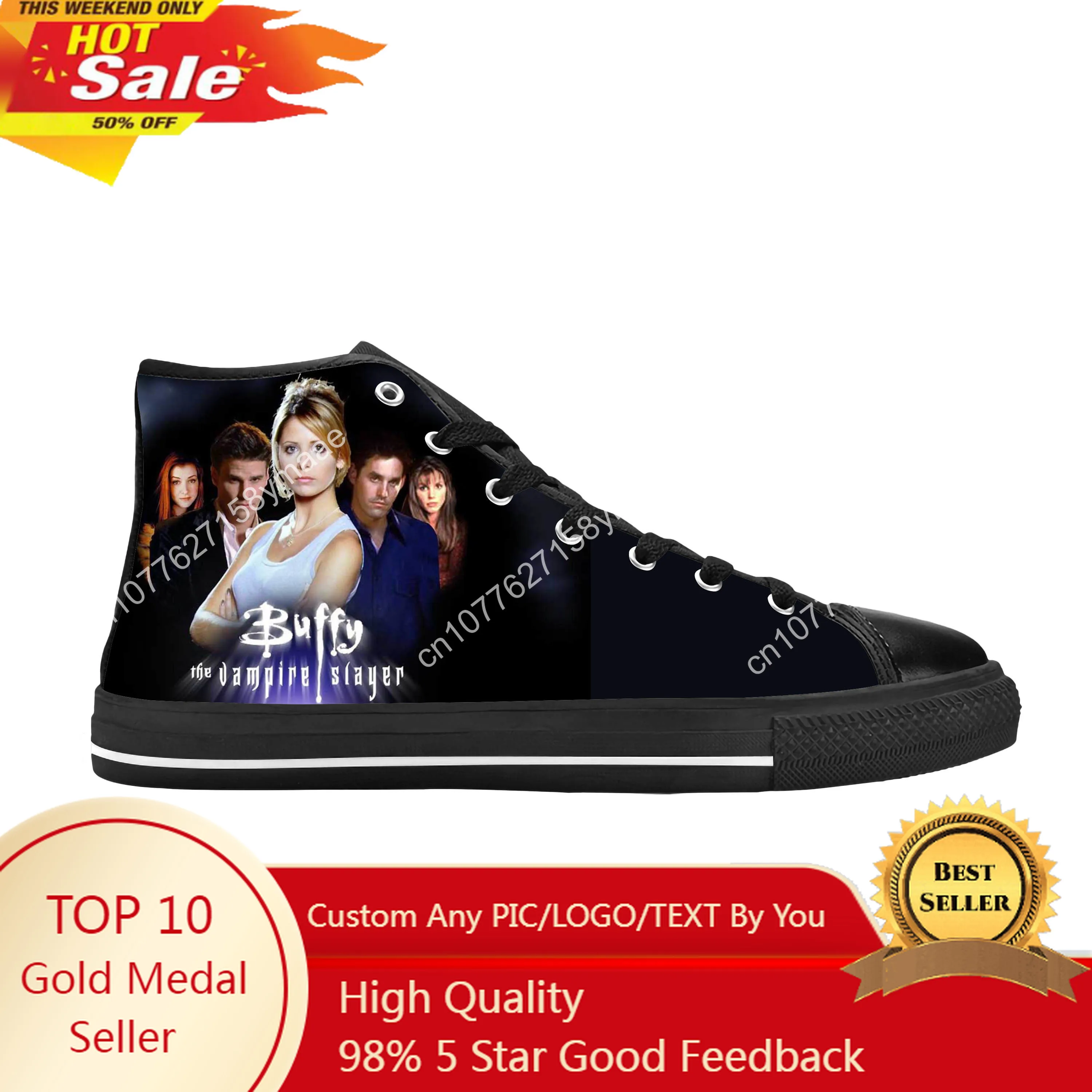 Buffy The Vampire Slayer Angel Horror Halloween Casual Cloth Shoes High Top Comfortable Breathable 3D Print Men Women Sneakers