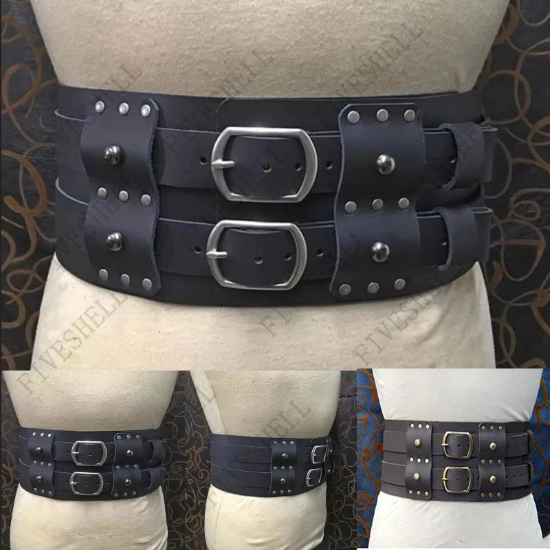 Men Women knight Cosplay waistbelt  Carnival Larp Steampunk Medieval Wide Belt Leather Double Waist Armor Celtic Large Waistband