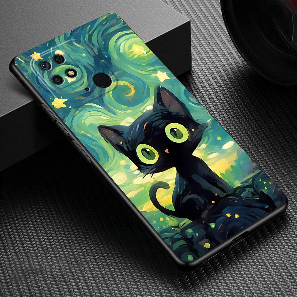 Case for Xiaomi Redmi Note 10 11S 9S 9T 8T 11 Pro 13 Pro 10S 12S 12 9 8 7 11 12 Pro Starry Sky Cat Matte Matte Cover Silicone view 3