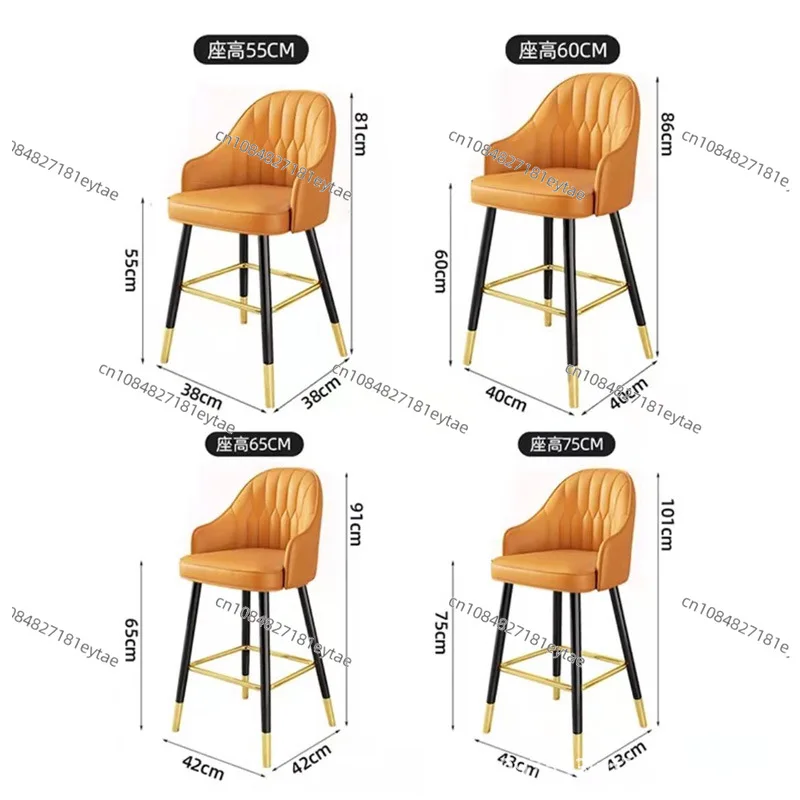 Nordic Light Luxury Bar Stool High Foot Chair with Backrest Modern Minimalist Home Pub Counter Seat Ins Style