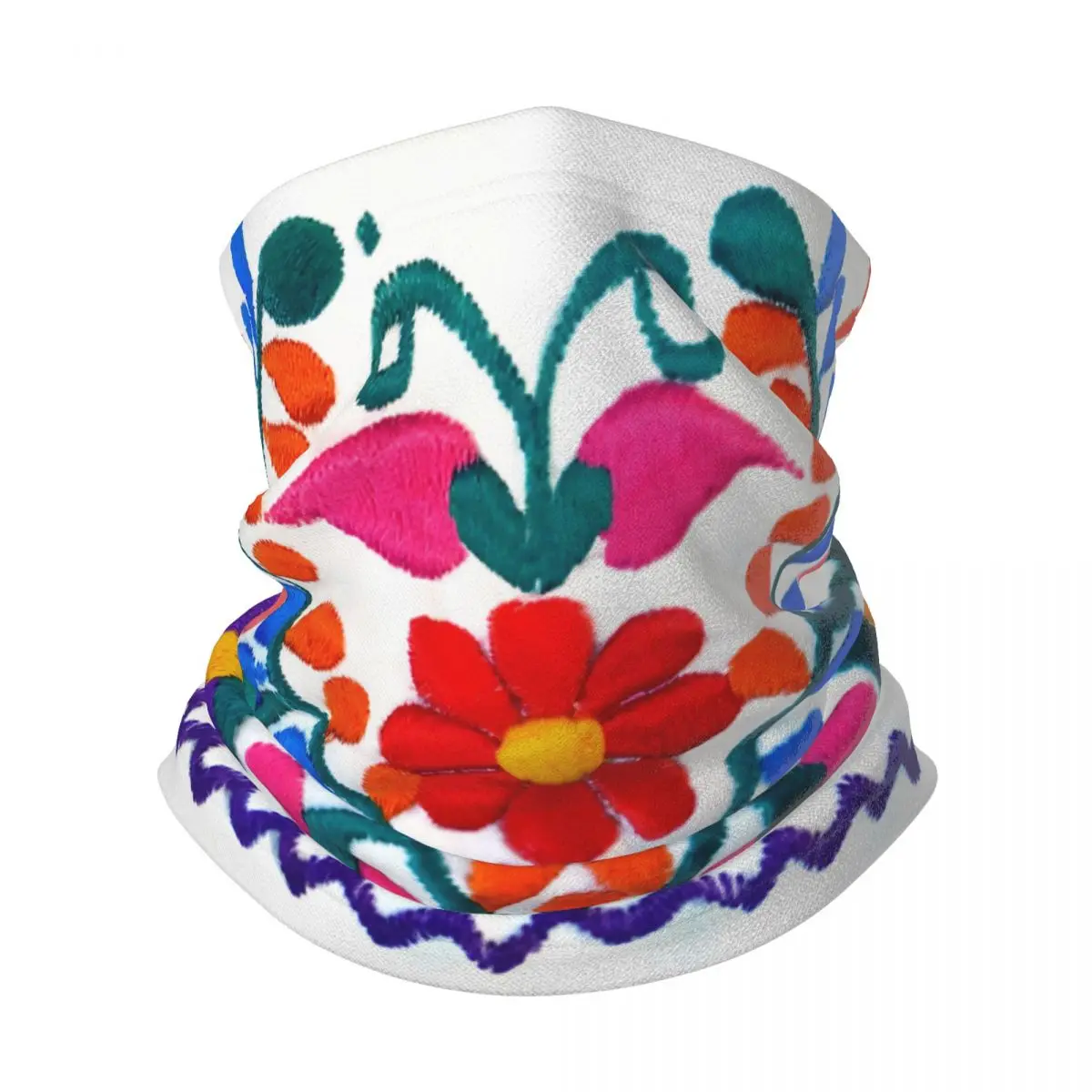 Mexican Embroidery Flower Pattern Warm Scarf Unisex Neck Gaiter Winter Headband Wrap Neck