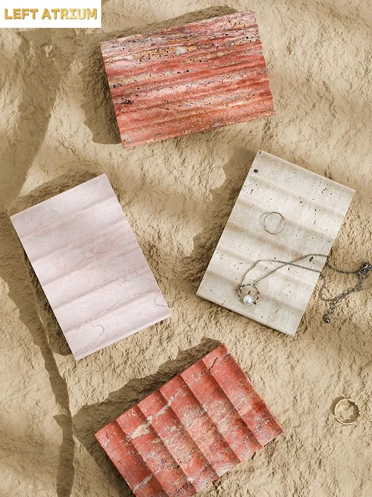 Wabi-sabi Style Natural Marble Storage Tray Bathroom Soap Box Bathroom Desktop Drainage Tray Home Decor Art Decoration