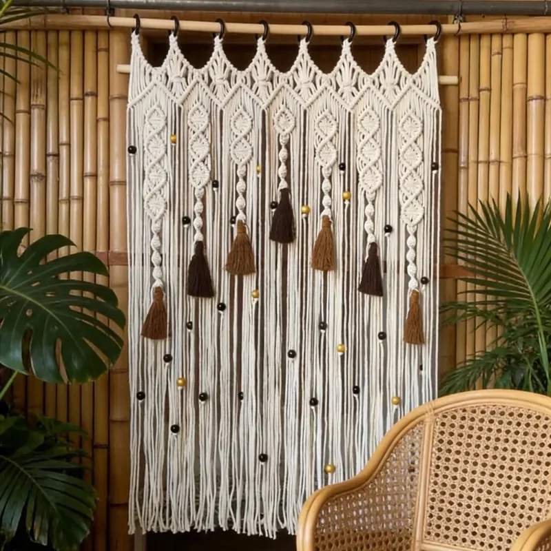 Hand-woven door curtains, curtains, partition tapestries, fringed Simia B & B Nordic bedroom ins decorative entrance