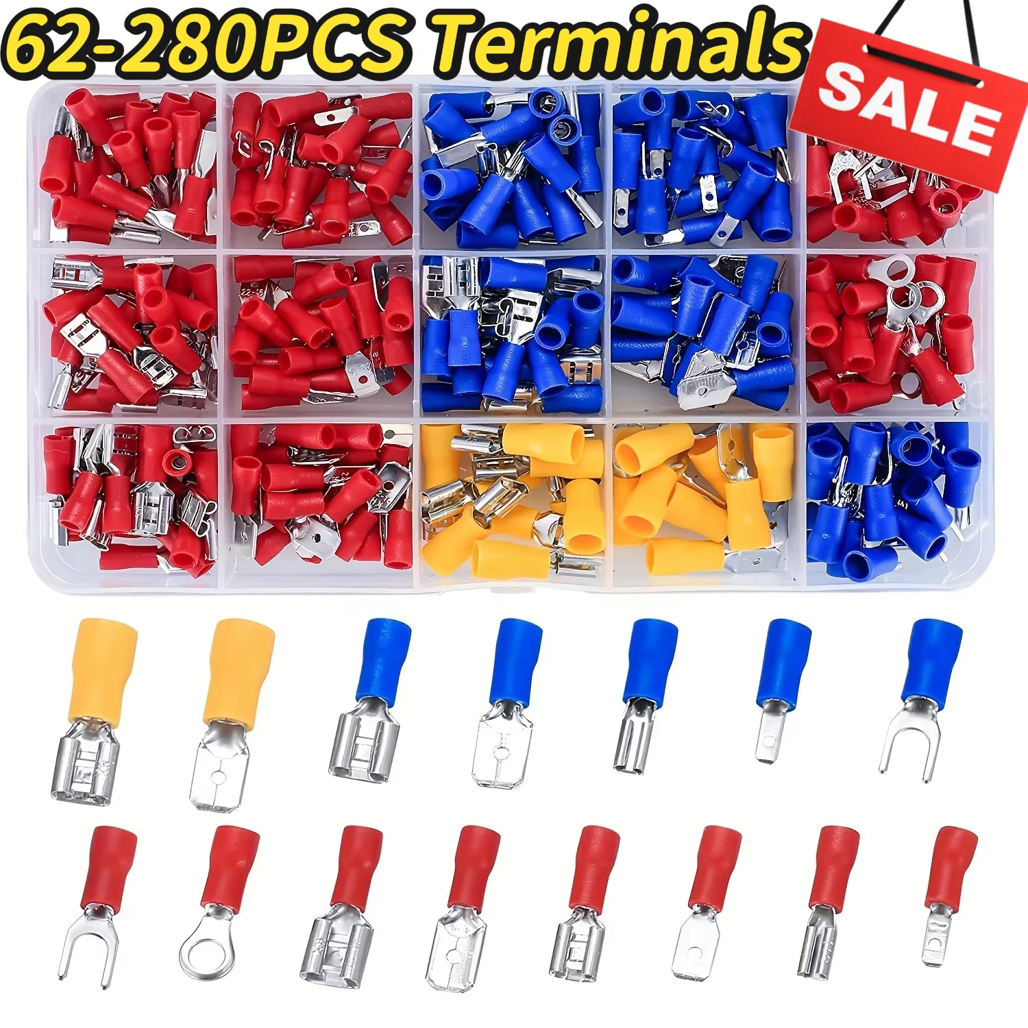 Car Insulated Electric Wire Connector Kit Assorted Male Female Spade Ring Fork Butt Crimp Terminals Lugs Set for AutomotiveCable