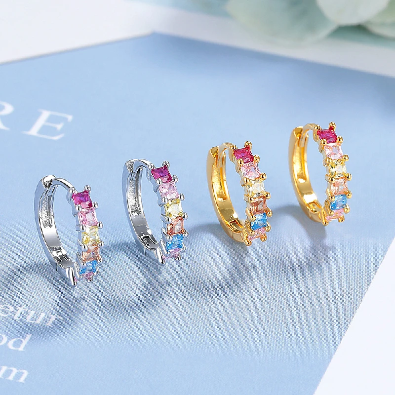 HuiSept Korean Style Zircon Women Earrings 925 Silver Jewelry Accessories for Wedding Engagement Party Bridal Gifts Wholesale image 2