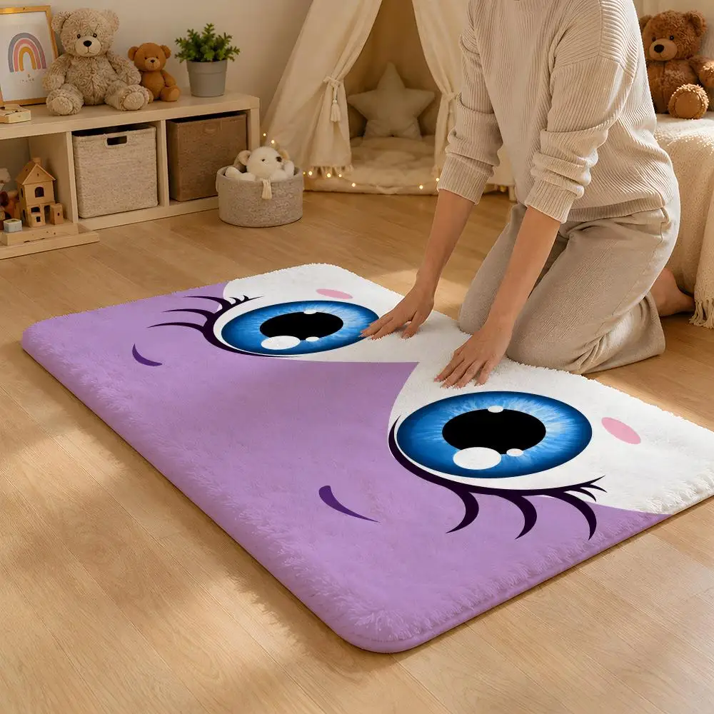 Purple Eye New Design Floor Mat Flannel Rug Non Slip Absorbent Soft Washable For Entryway Hallway Bathroom Kitchen Decor