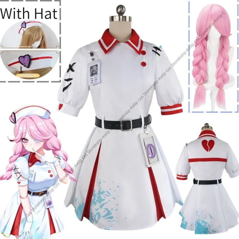 

Game Eggy Party Heather Cosplay Costumes White Nurse Suit French Maid Women's Dresses Eggy Party Role-playing WIG Suits Outfit