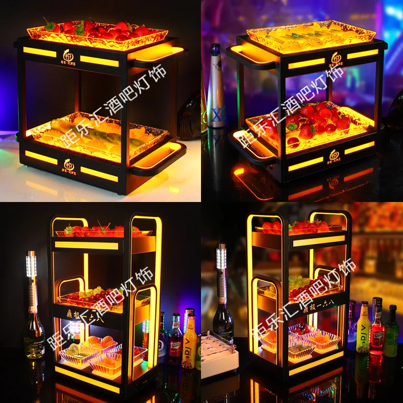 

Bar luminous fruit plate ktv nightclub creative led fruit platter clear bar snack snack plate multi-layer fruit plate shelf