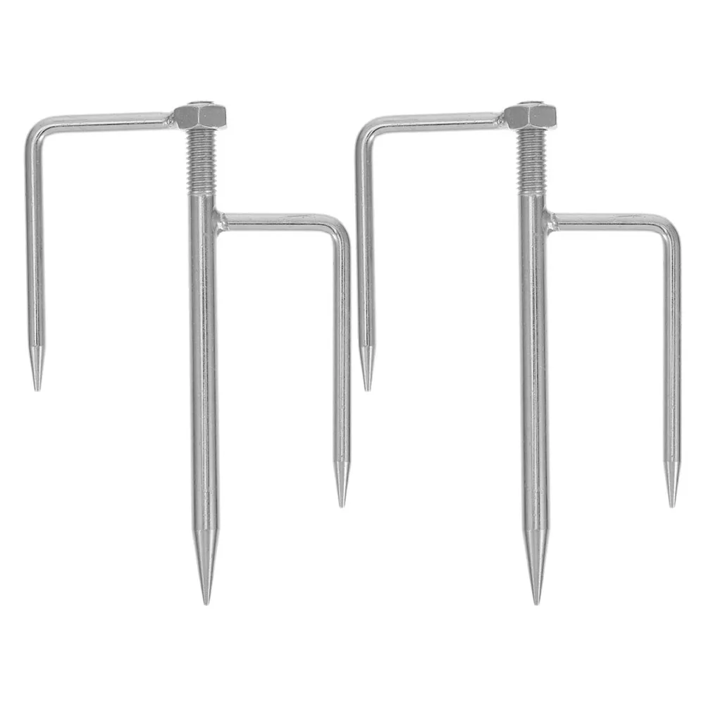 

2pcs Sun Umbrella Plug Beach Sand Anchor Metal Stand Outdoor Base Heavy Duty Triangle Lawn Ground Portable Sturdy umbrella